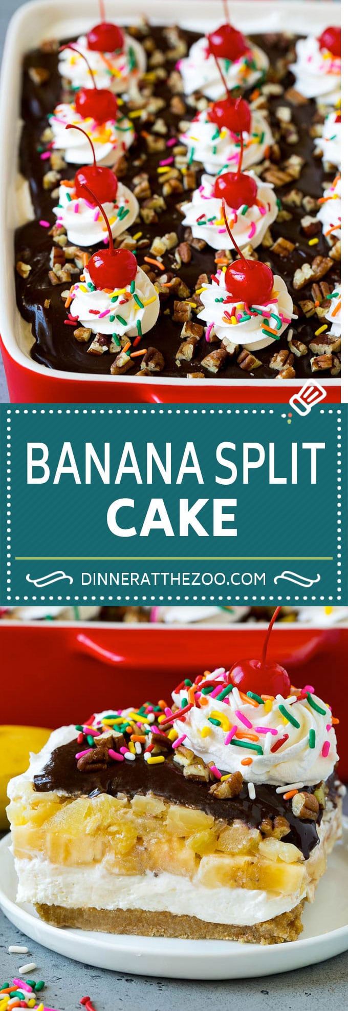 Banana Split Cake Recipe | No Bake Cake | Banana Split Dessert #banana #chocolate #nobake #cake #cheesecake #uzhal