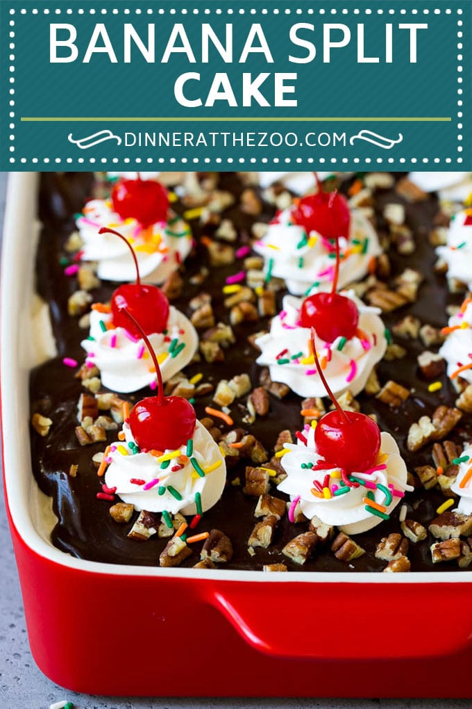 Banana Split Cake Recipe | No Bake Cake | Banana Split Dessert #banana #chocolate #nobake #cake #cheesecake #uzhal