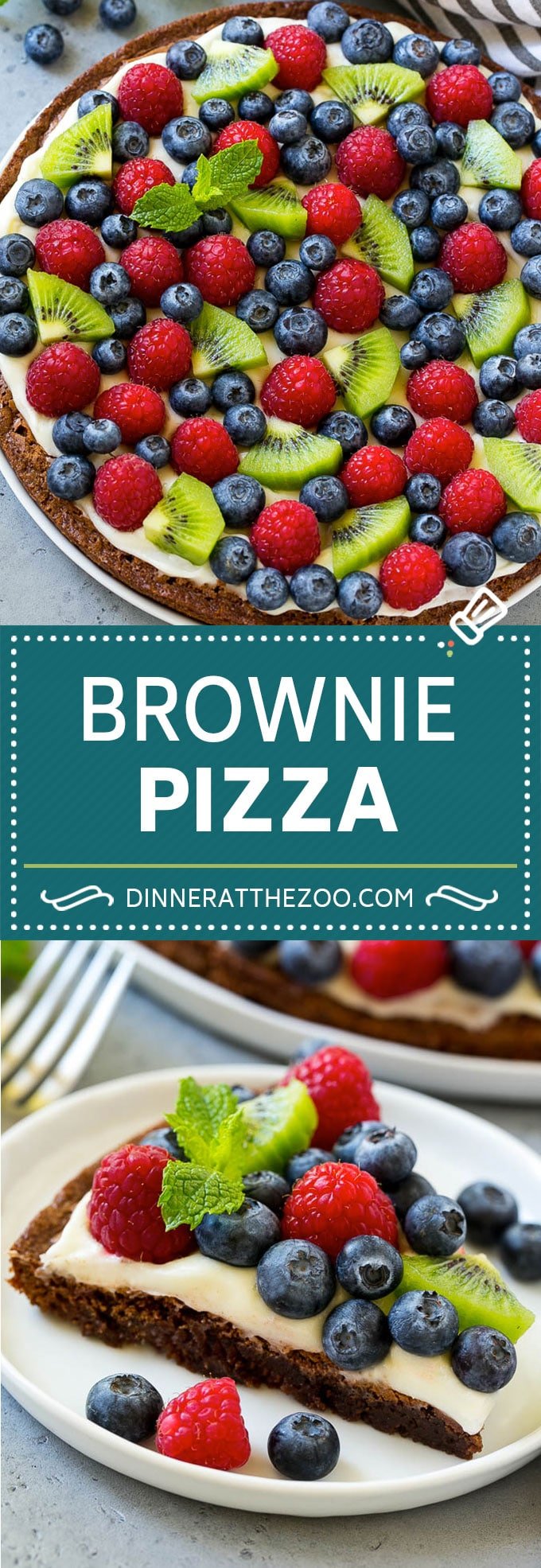 Brownie Pizza Recipe | Fruit Pizza | Dessert Pizza #brownie #pizza #chocolate #fruit #dessert #uzhal