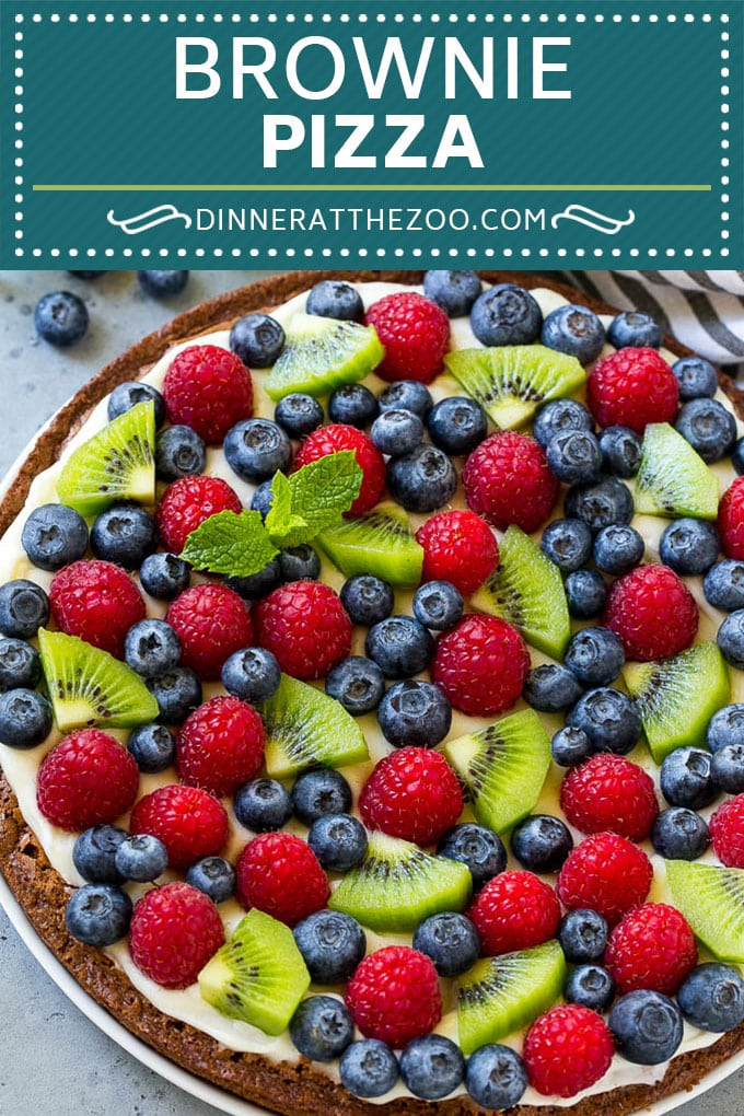 Brownie Pizza Recipe | Fruit Pizza | Dessert Pizza #brownie #pizza #chocolate #fruit #dessert #uzhal