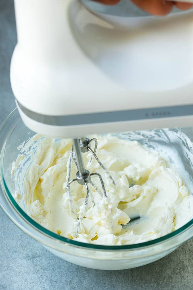 Cream Cheese Fruit Dip | Fruit Recipe | Fruit Dip #fruit #dip #creamcheese #snack #dessert #uzhal A mixer whipping up cream cheese for fruit dip.