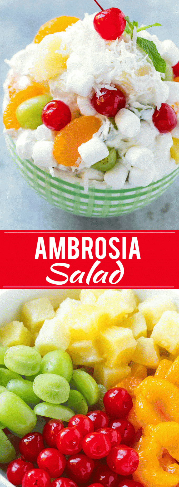 Ambrosia Salad Recipe | Fruit Salad | Potluck Dish #fruit #fruitsalad #coconut #marshmallows #dessert #uzhal