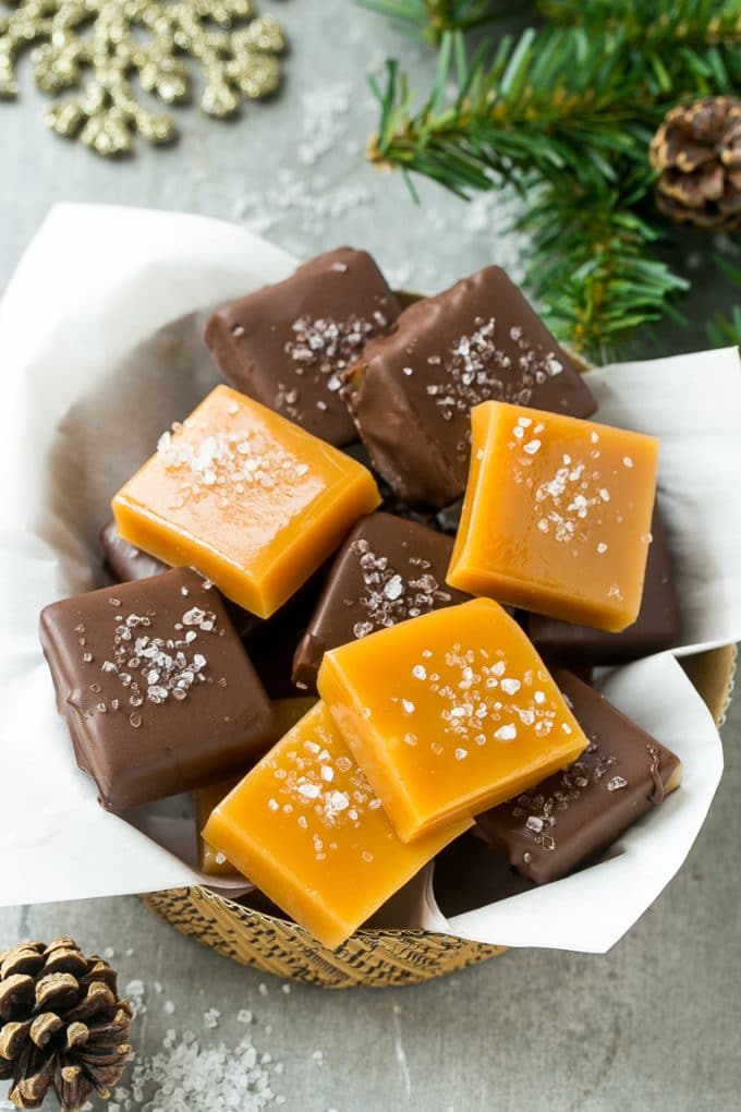 Microwave Caramels with Sea Salt Recipe | Homemade Caramels | Sea Salt Caramel | Homemade Candy #candy #caramels #caramel #microwavecaramels #homemade #dessert #uzhal Microwave caramels dipped in chocolate and finished with a sprinkle of sea salt.