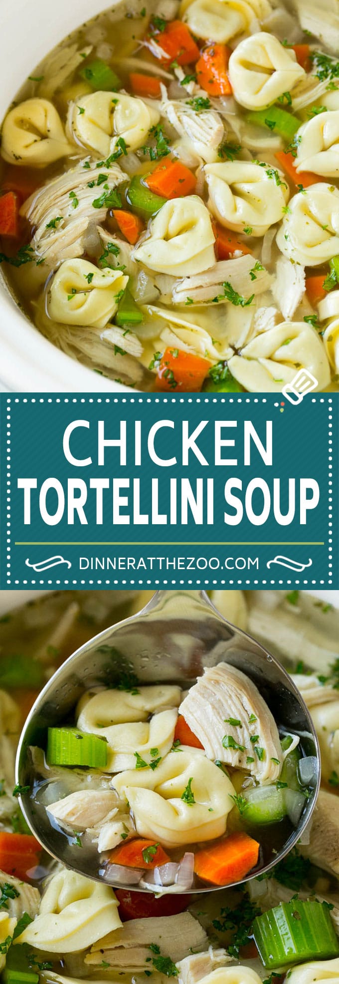 Chicken Tortellini Soup #soup #chicken #pasta #tortellini #slowcooker #crockpot #dinner #uzhal