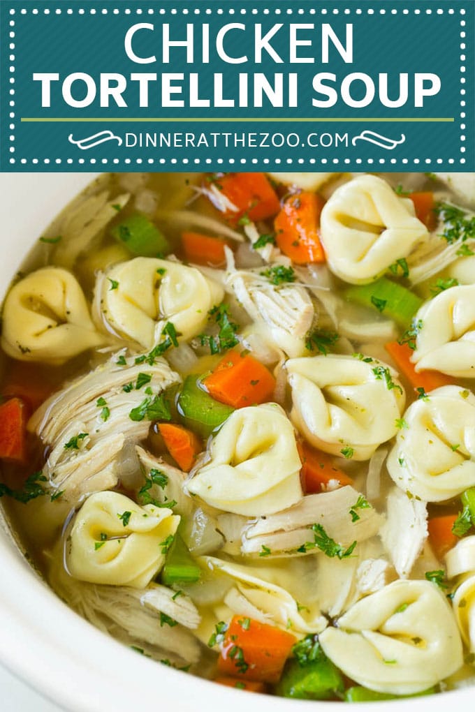 Chicken Tortellini Soup #soup #chicken #pasta #tortellini #slowcooker #crockpot #dinner #uzhal