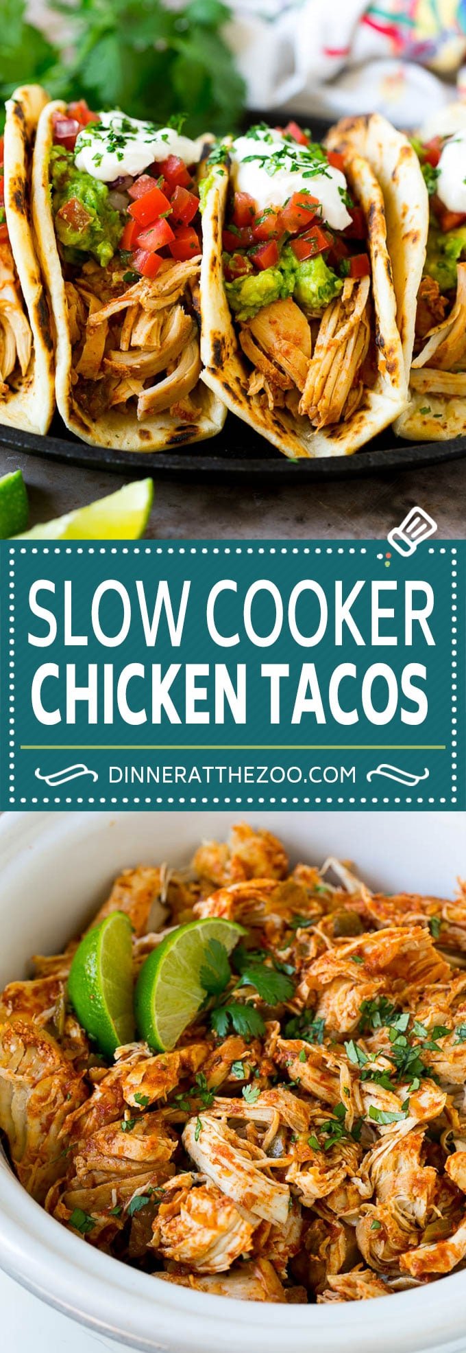 Slow Cooker Chicken Tacos Recipe | Crock Pot Chicken Tacos #tacos #chicken #slowcooker #crockpot #tacotuesday #dinner #uzhal