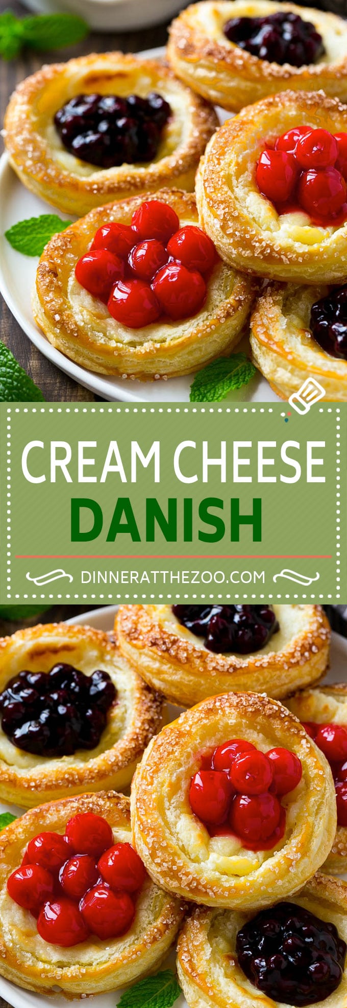 Cream Cheese Danish Recipe | Cream Cheese and Fruit Danish | Cream Cheese and Cherry Danish | Breakfast Pastries #danish #pastry #breakfast #brunch #uzhal