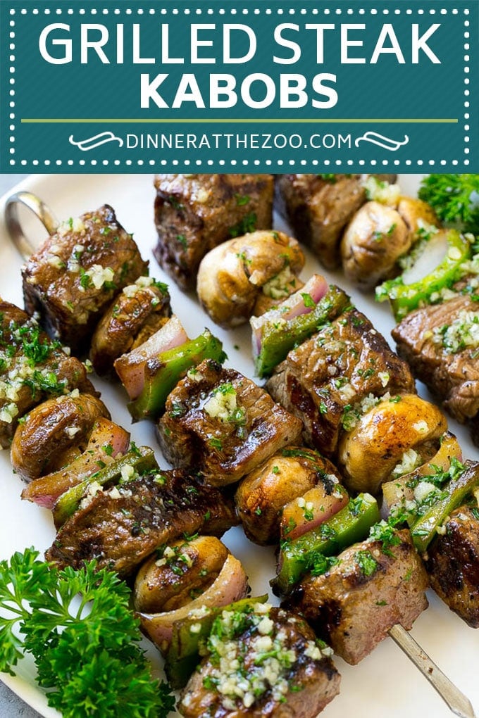Steak Kabobs Recipe | Beef Kabobs | Grilled Steak | Steak Skewers #beef #steak #kabobs #grilling #garlic #mushrooms #uzhal
