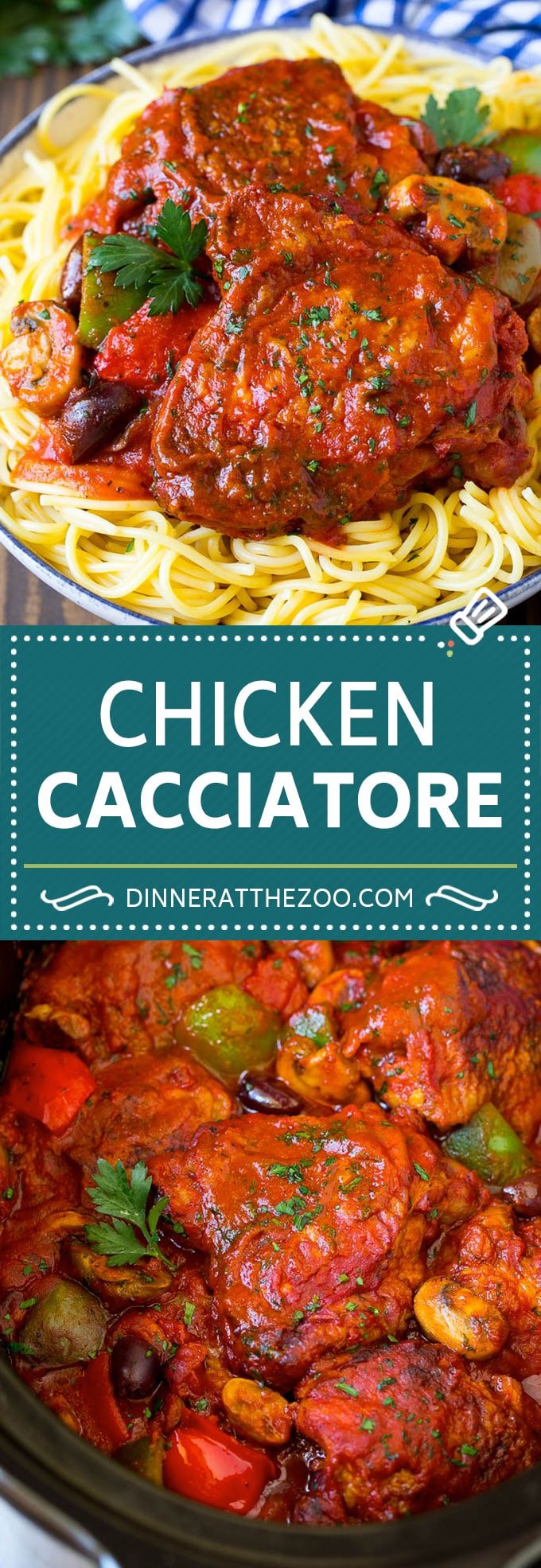 Slow Cooker Chicken Cacciatore Recipe | Italian Chicken #chicken #crockpot #slowcooker #dinner #italianfood #peppers #uzhal