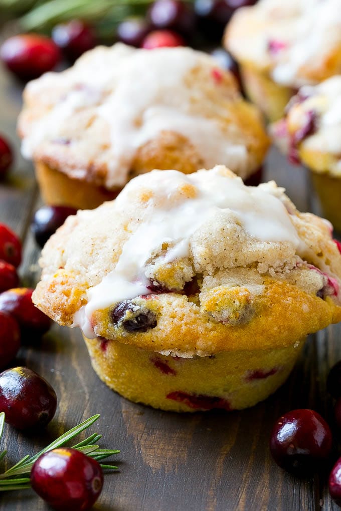 Cranberry Muffins Recipe | Cranberry Orange Muffins #cranberry #muffins #orange #fall #dessert #uzhal Cranberry muffins topped with streusel and orange glaze.