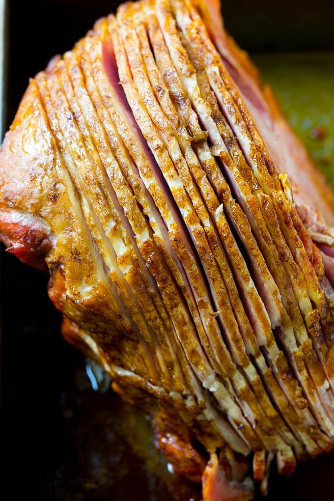 Honey Baked Ham Recipe | Glazed Ham | Holiday Ham #ham #dinner #uzhal #christmas #thanksgiving #easter A spiral cut ham that's been baked and is ready for glaze.