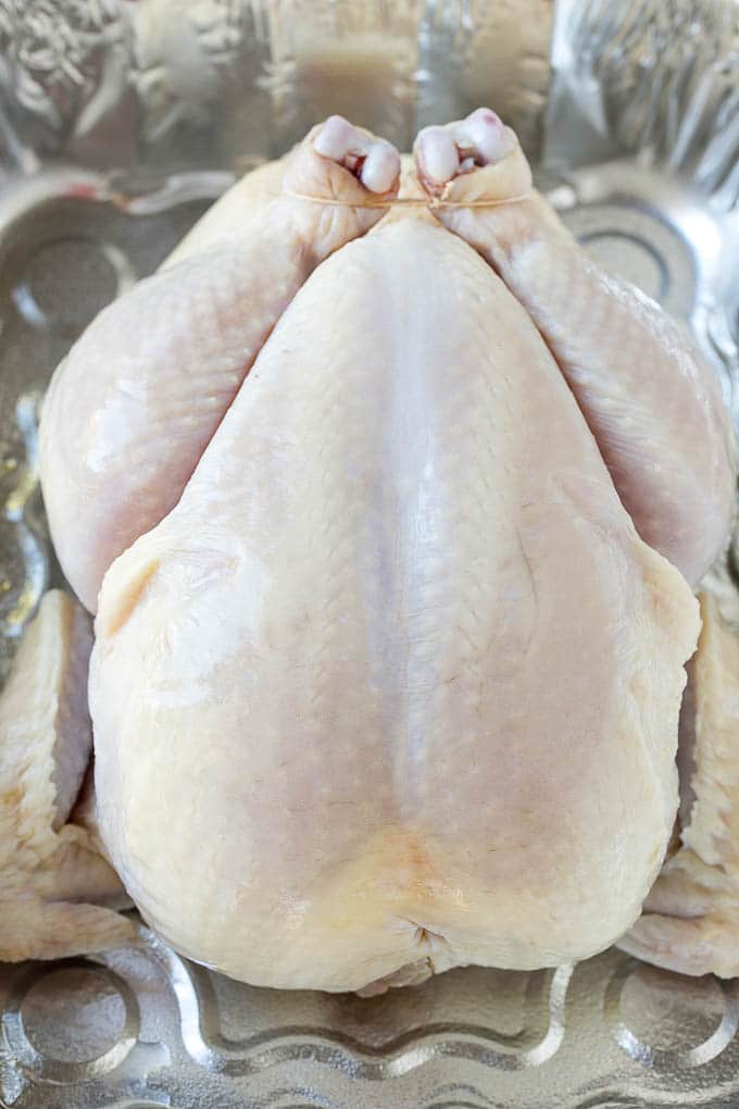 Smoked Chicken Recipe | Whole Smoked Chicken | BBQ Chicken #chicken #smoker #BBQ #dinner #uzhal #glutenfree #lowcarb Raw poultry in a roasting pan.