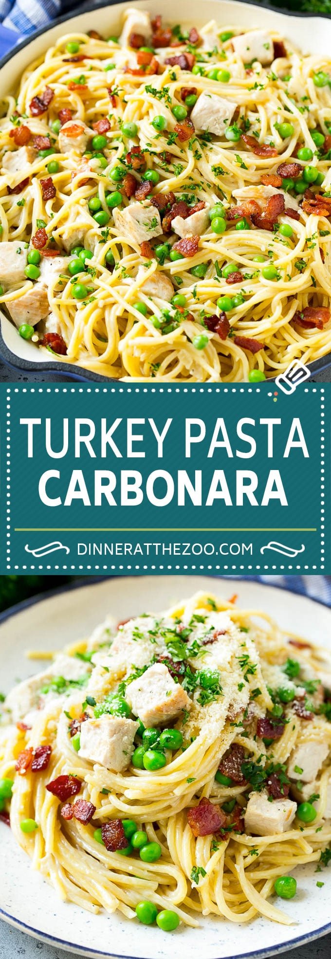 Turkey Pasta Carbonara | Turkey Pasta | Leftover Turkey Recipe #turkey #pasta #bacon #peas #dinner #uzhal