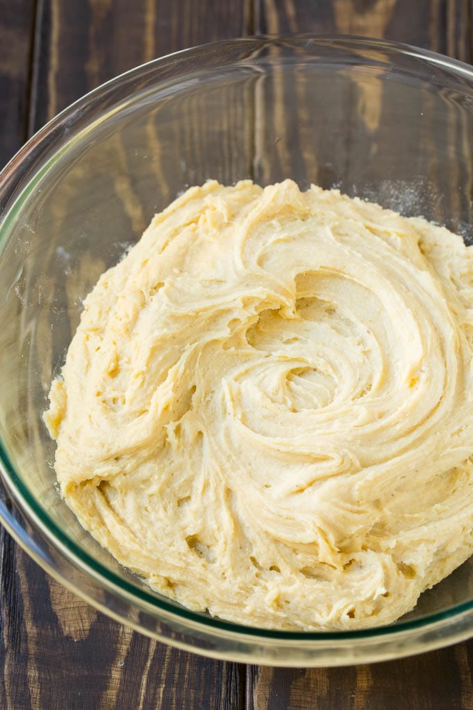 Eggnog Cookies Recipe | Holiday Cookies | Christmas Cookies #cookies #eggnog #baking #christmas #sprinkles #dessert #uzhal Cookie dough in a mixing bowl.
