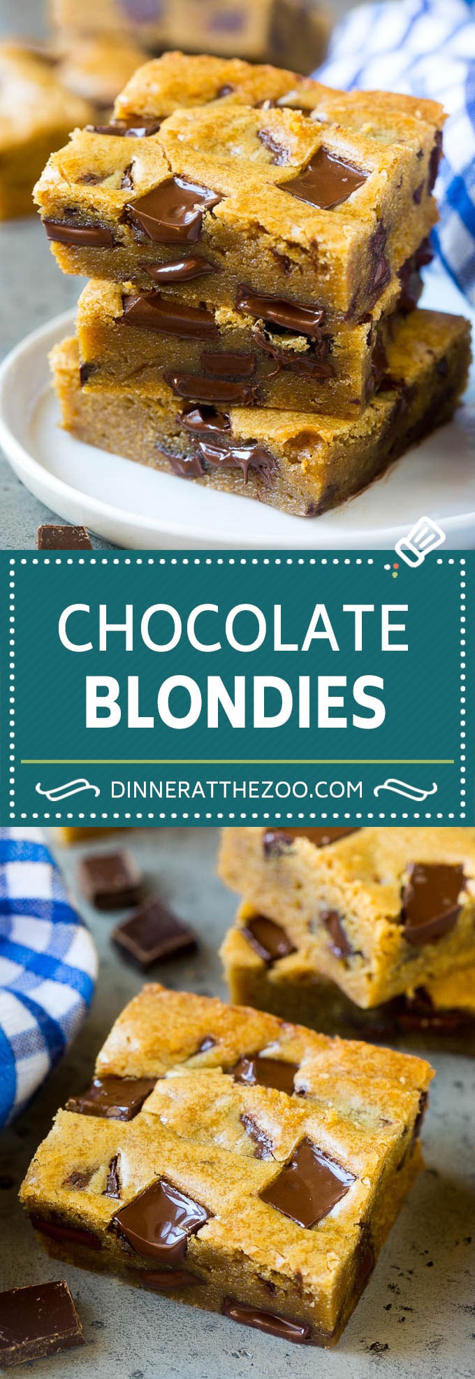 Blondies Recipe | Chocolate Chunk Blondies | Bar Cookies #blondies #cookies #chocolate #dessert #sweets #uzhal