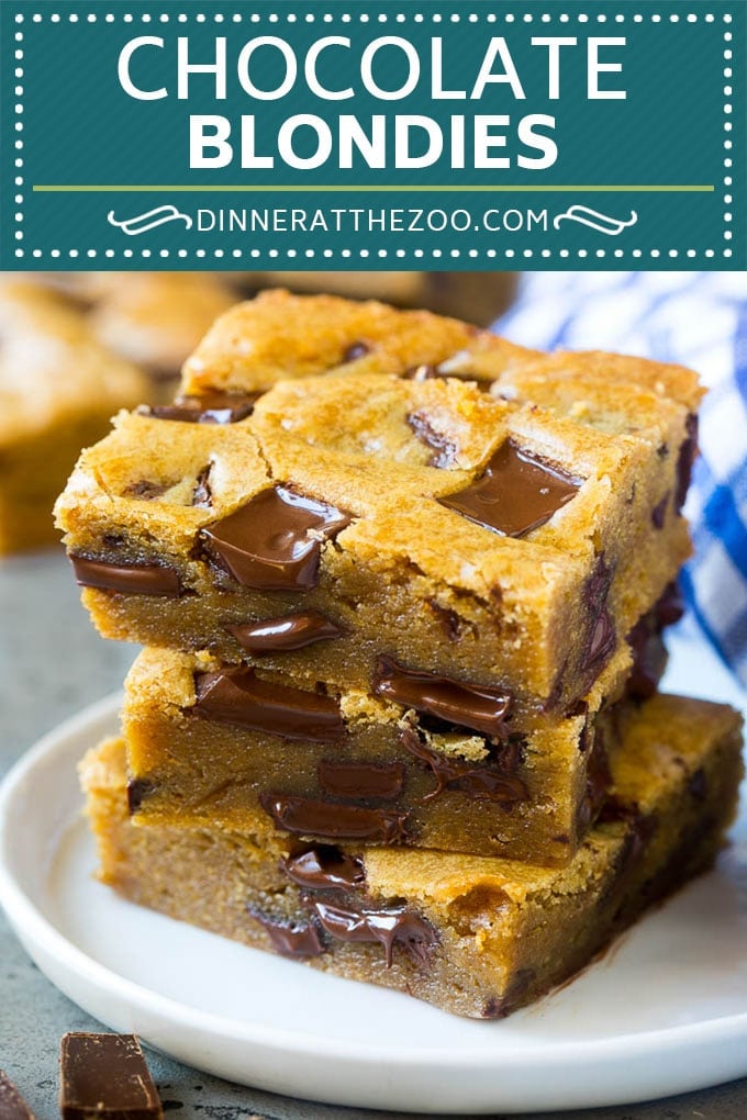 Blondies Recipe | Chocolate Chunk Blondies | Bar Cookies #blondies #cookies #chocolate #dessert #sweets #uzhal