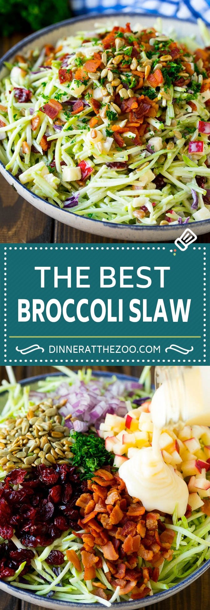 Bacon Broccoli Slaw Recipe | Coleslaw Recipe | Broccoli Slaw #broccoli #slaw #salad #apple #bacon #sidedish #lunch #uzhal