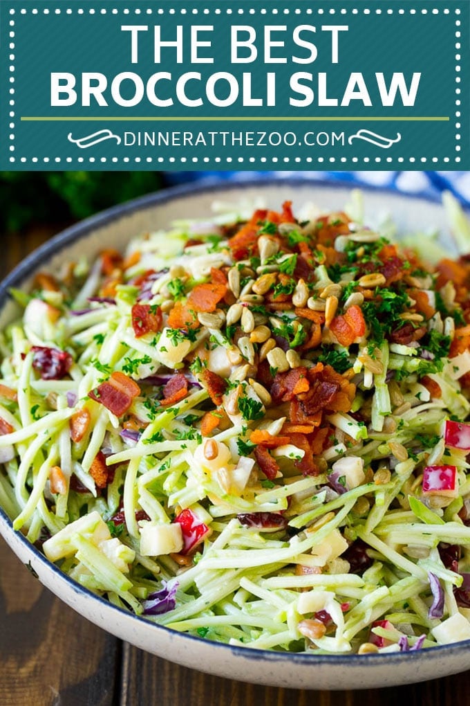 Bacon Broccoli Slaw Recipe | Coleslaw Recipe | Broccoli Slaw #broccoli #slaw #salad #apple #bacon #sidedish #lunch #uzhal