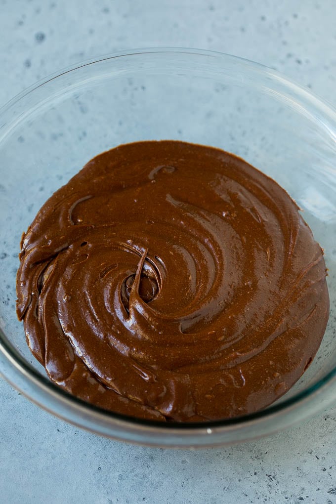 Cosmic Brownies Recipe | Cocoa Brownies | Frosted Brownies #brownies #chocolate #dessert #uzhal #sprinkles A bowl of cocoa brownie batter.
