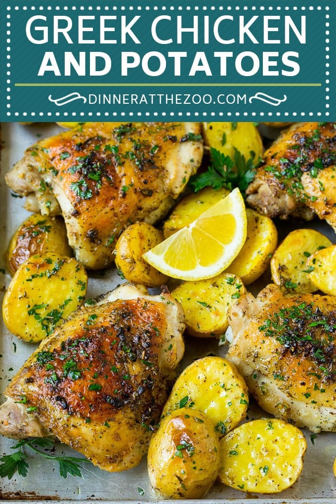Greek Chicken and Potatoes Recipe | Sheet Pan Dinner | Roasted Chicken Thighs #chicken #chickenthighs #garlic #potatoes #onepotmeal #dinner #uzhal #cleaneating