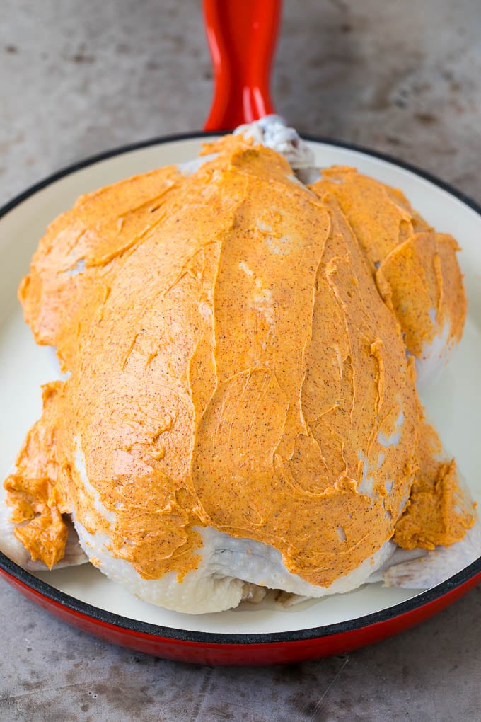 Rotisserie Chicken Recipe | Roasted Chicken #chicken #dinner #uzhal #comfortfood Chicken coated in butter and spices.