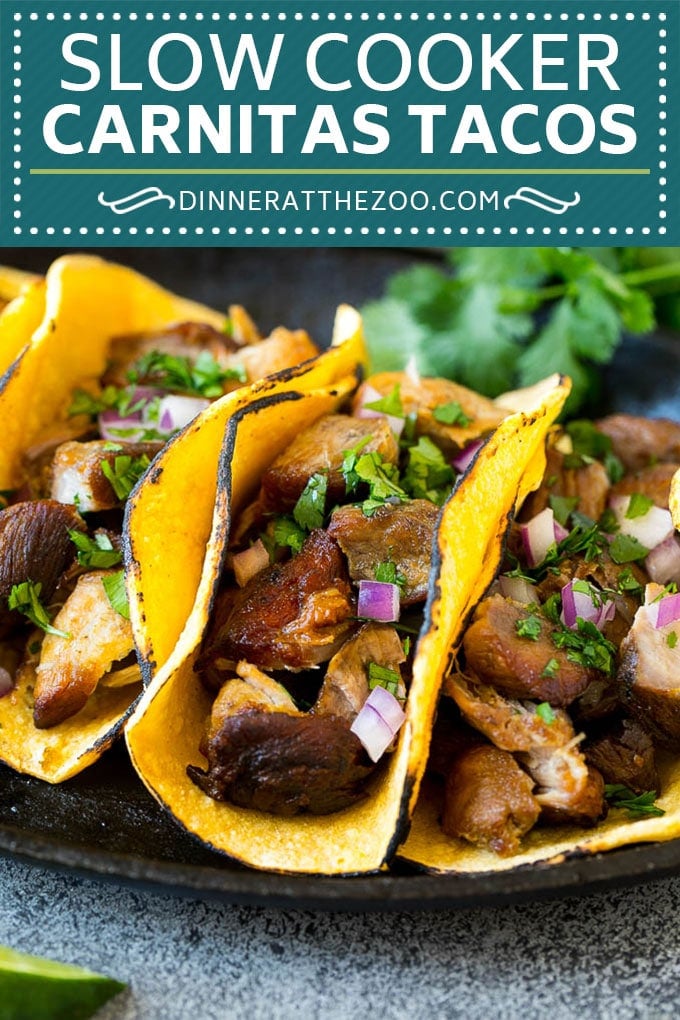 Slow Cooker Carnitas Tacos Recipe | Pork Tacos #tacos #pork #dinner #slowcooker #crockpot #uzhal