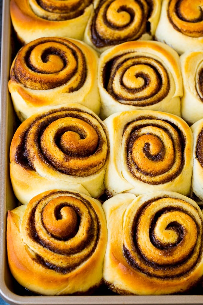 Cinnamon Rolls Recipe | Cinnamon Buns #cinnamon #rolls #pastry #breakfast #brunch #sweets #uzhal #baking #bread Baked buns on a sheet pan.
