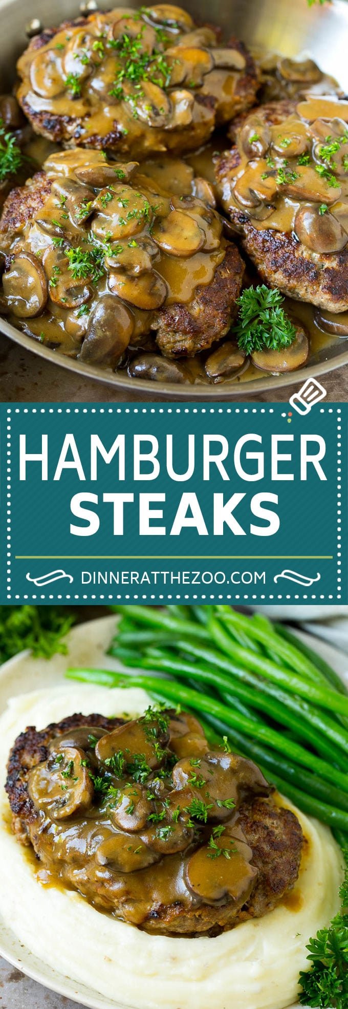 Hamburger Steaks with Mushroom Gravy Recipe | Salisbury Steak #hamburger #groundbeef #mushrooms #gravy #dinner #uzhal