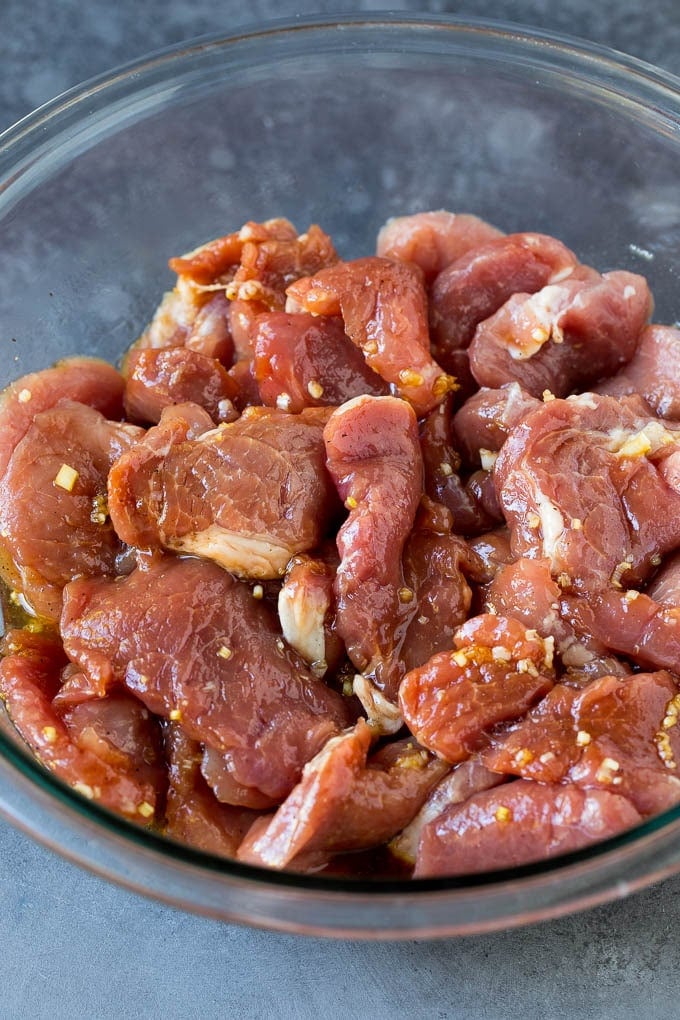 Bahn Mi Sandwich Recipe #sandwich #pork #lunch #dinner #uzhal Marinated pork slices in a bowl.