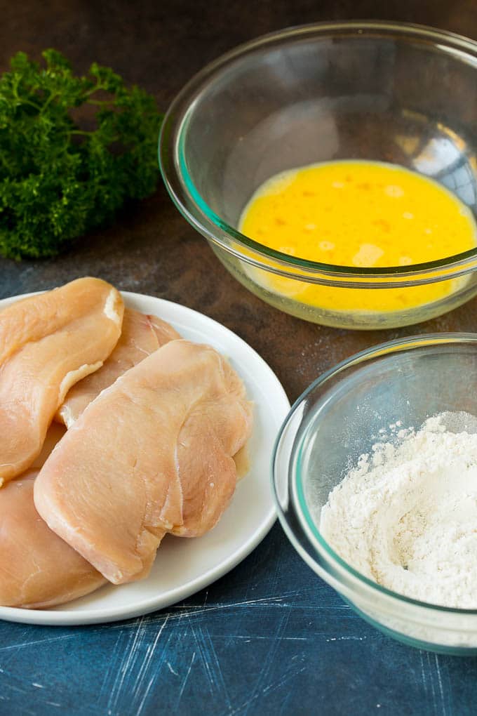 Chicken Francese Recipe #chicken #lemon #dinner #uzhal Chicken breasts, seasoned flour and egg batter.