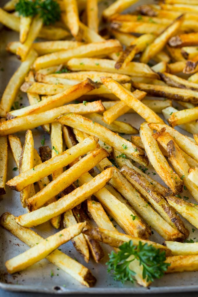 Homemade French Fries Recipe #potatoes #fries #dinner #uzhal Homemade french fries on a sheet pan.