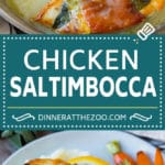 Chicken saltimbocca is chicken cutlets flavored with sage and prosciutto in a lemon sauce. #chicken #uzhal