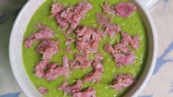zuppa di piselli e prosciutto senza glutine