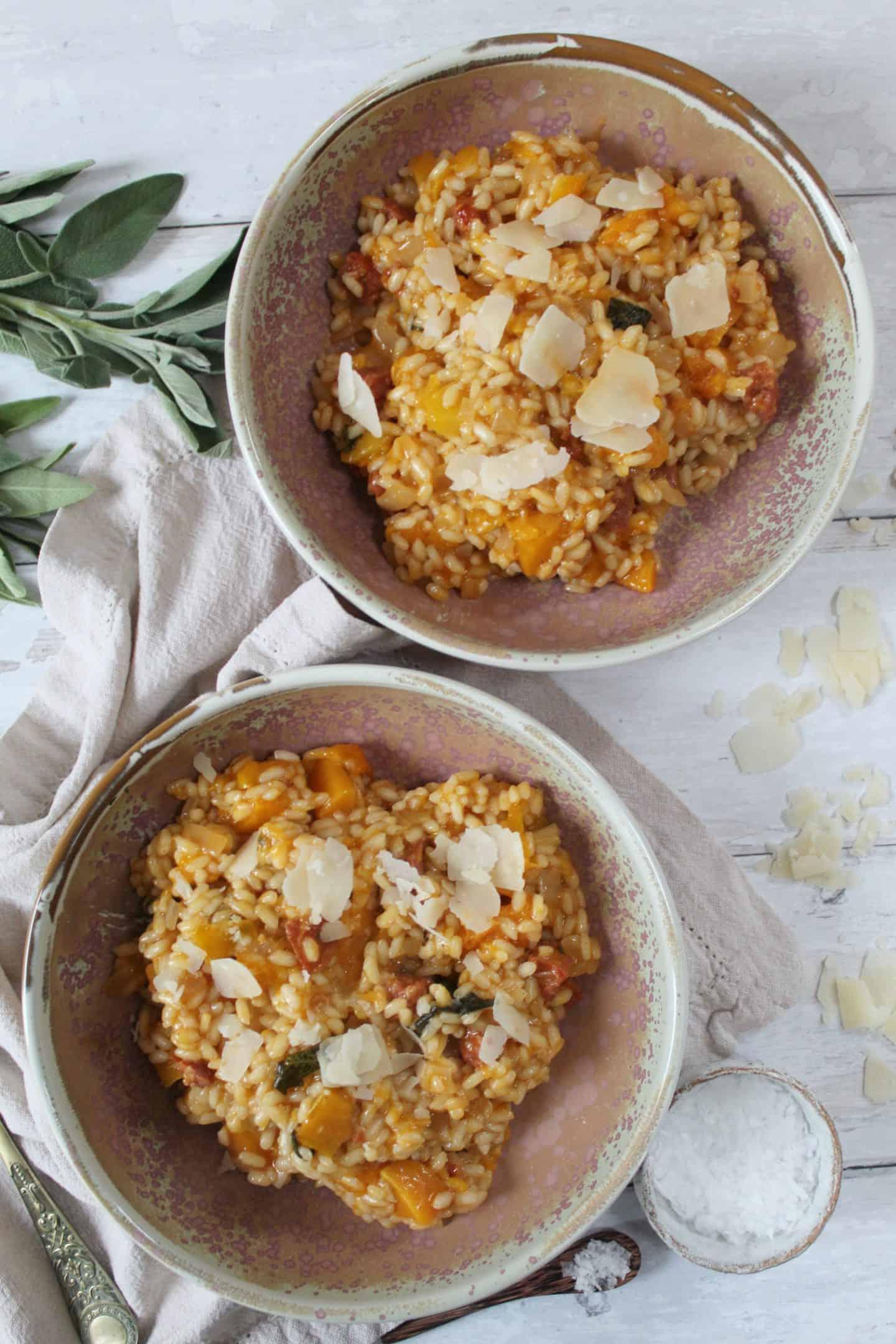 Risotto con Zucca Butternut e Chorizo 3 Butternut Squash and Chorizo Risotto with Sage