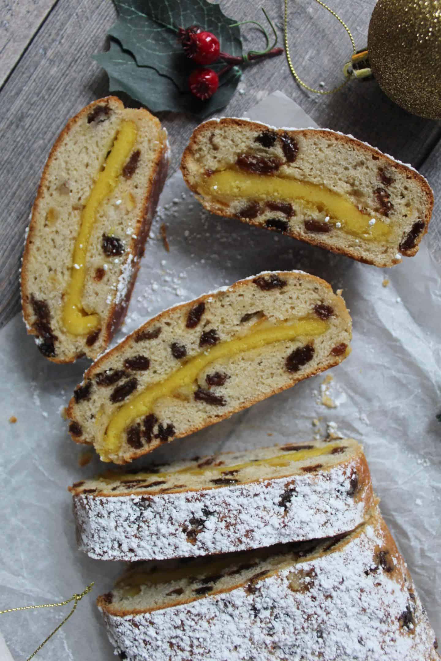 Stollen Senza Glutine 3 Stollen senza glutine, fetta con marzapane