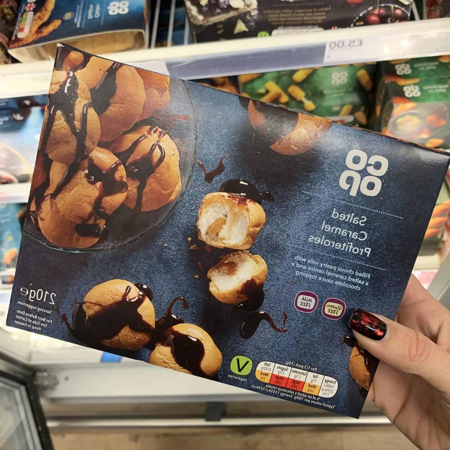 Perché il cibo surgelato per le feste di Natale della Co-op non è più senza glutine 3 Bignè al caramello salato Co-op senza glutine per il Natale 2021