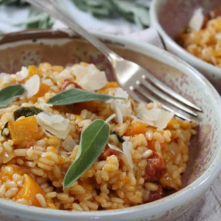 Risotto con Zucca Butternut e Chorizo 5 Butternut Squash and Chorizo Risotto with Sage