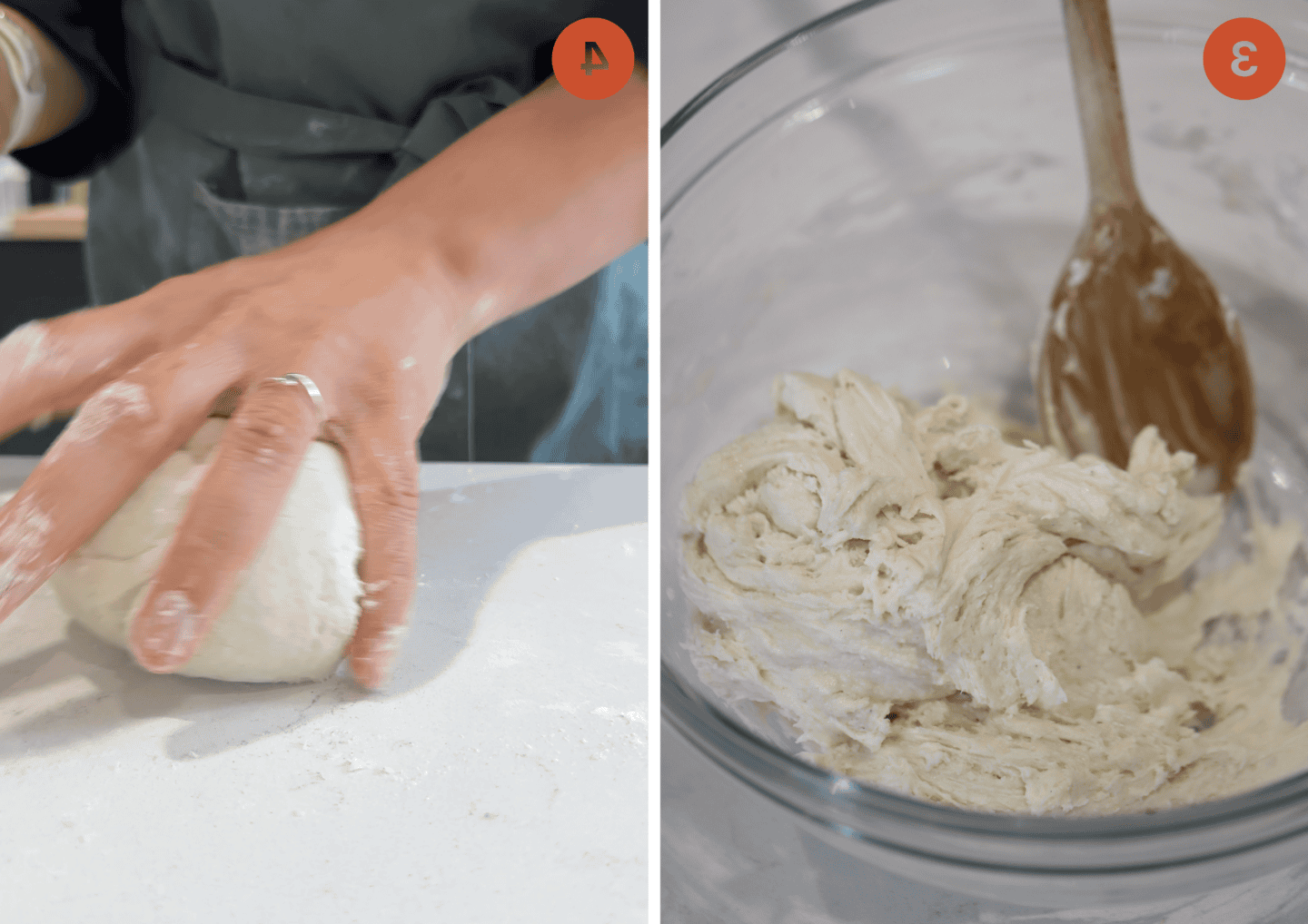 Caputo Impasto per Pizza Senza Glutine 6 L'impasto della pizza Caputo senza glutine che si sta formando nella ciotola, con una consistenza appiccicosa.