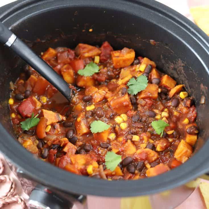 Chili di Patate Dolci a Cottura Lenta 6 Chili di Patate Dolci e Fagioli Neri per Slow Cooker
