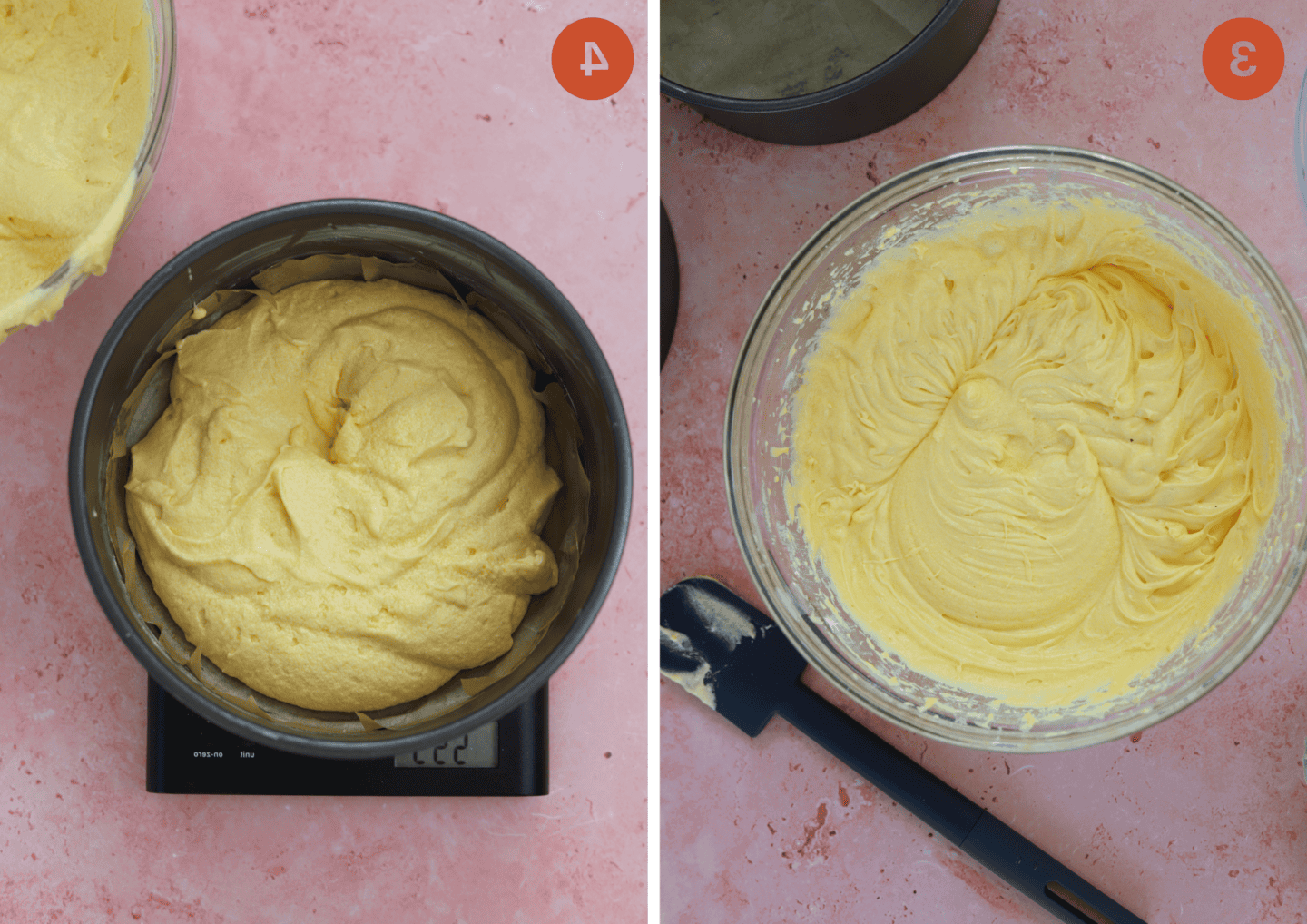 Torta Victoria Senza Glutine 6 Incorporare le uova e la miscela di farina nell'impasto, quindi versarlo uniformemente nelle teglie da torta pronte per la cottura.