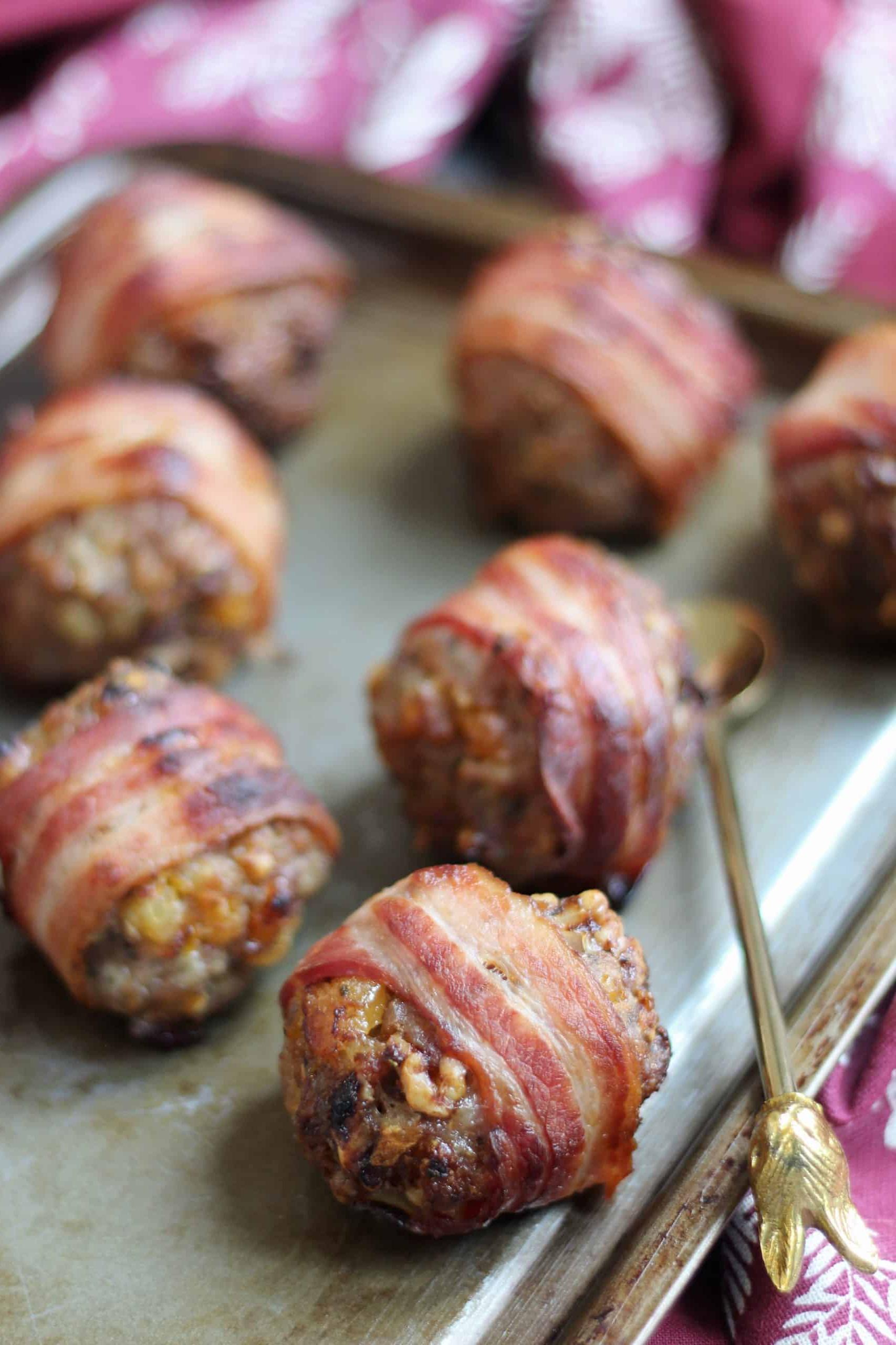 Polpette di ripieno avvolte nella pancetta senza glutine 6 Polpette di Ripieno Senza Glutine Avvolte nel Bacon