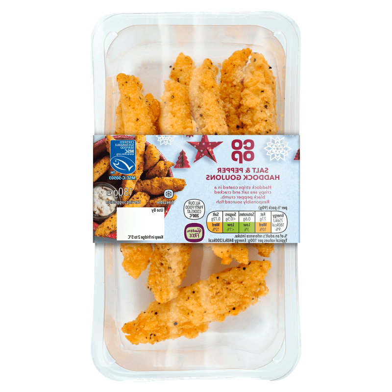 Perché il cibo surgelato per le feste di Natale della Co-op non è più senza glutine 9 Co-op Goujon di Merluzzo al Sale Marino e Pepe Nero senza glutine per il Natale 2021