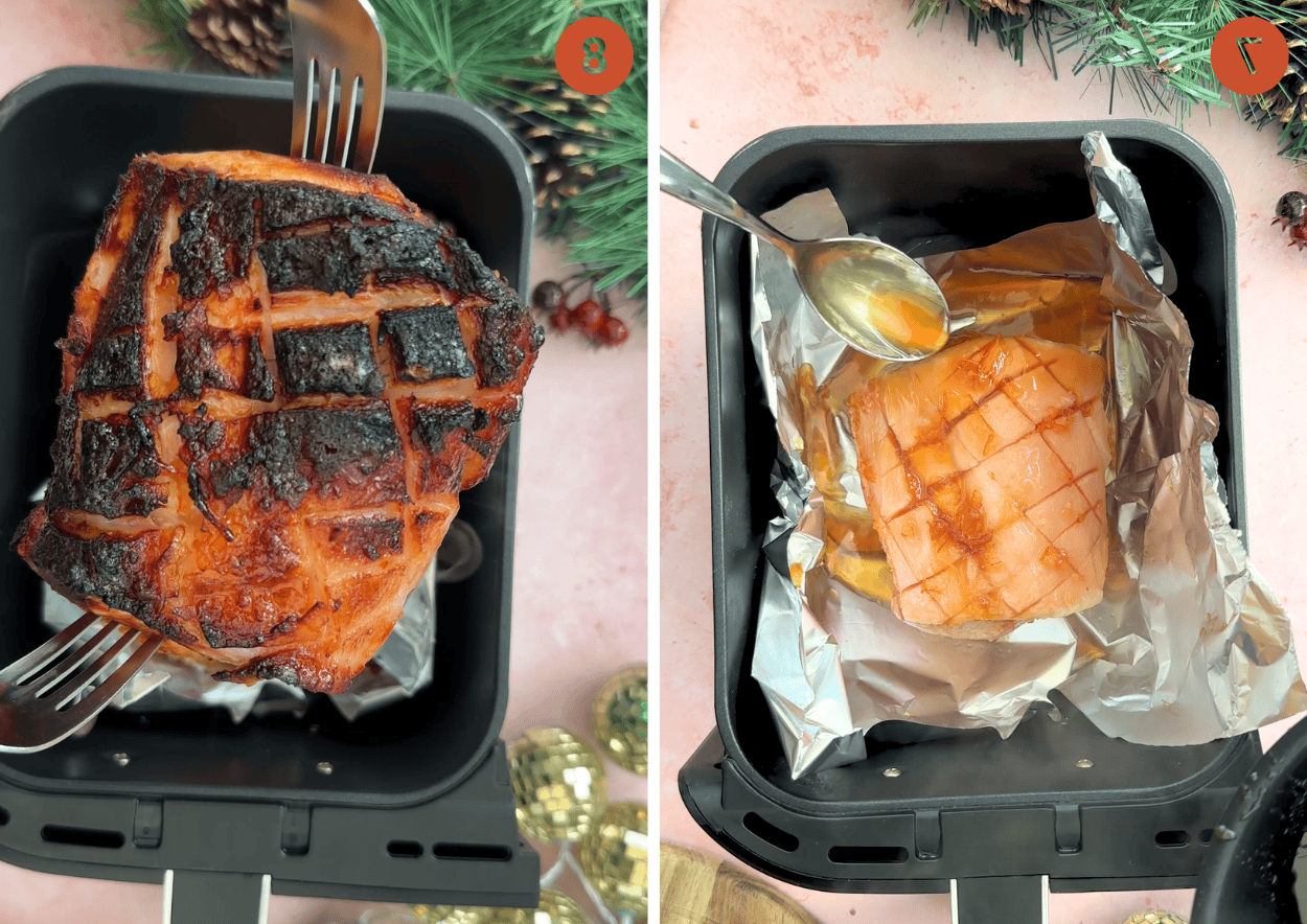 Glassare il prosciutto in slow cooker nella friggitrice ad aria.