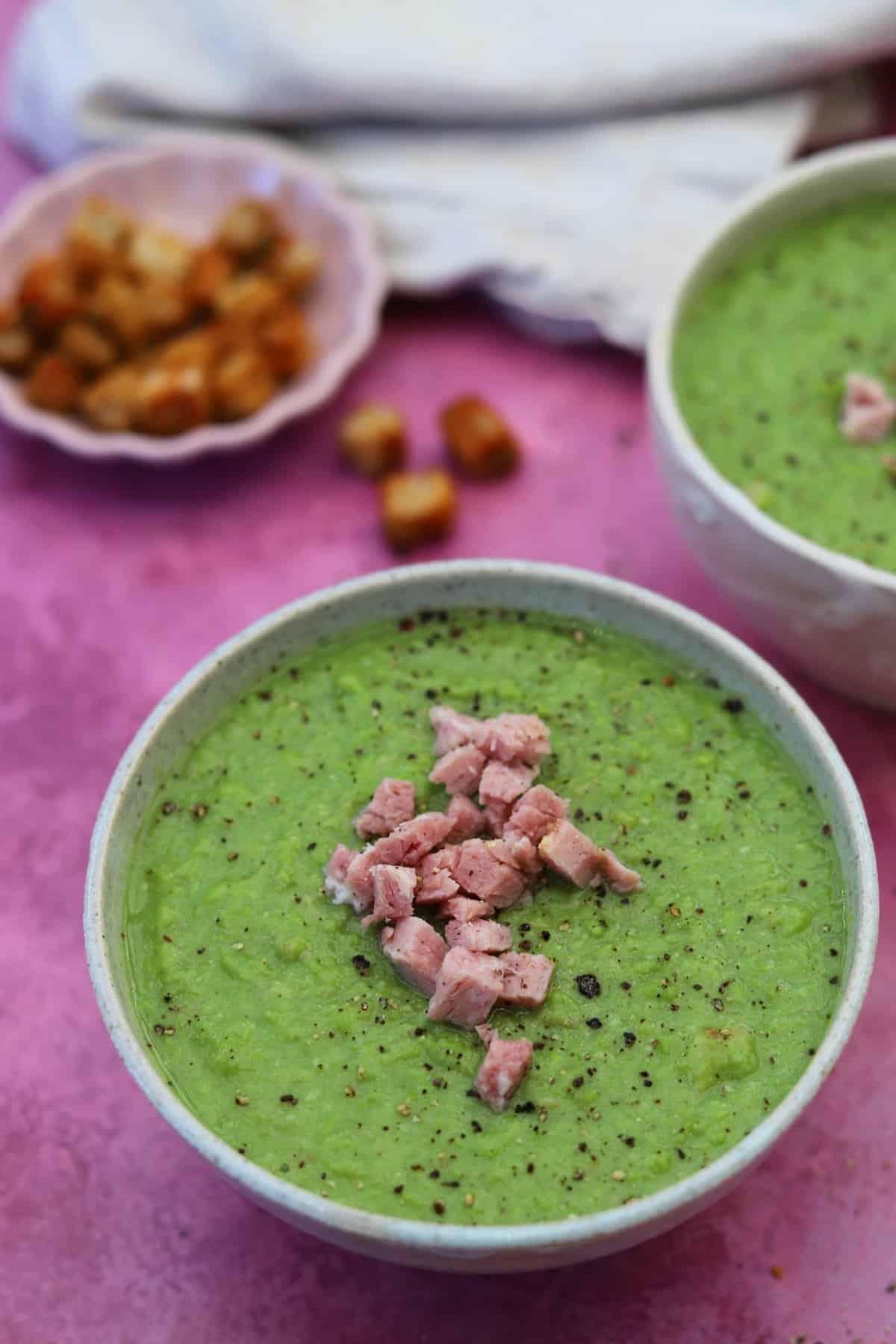 Zuppa di piselli e prosciutto senza glutine 5 RICETTA ZUPPA DI PISELLI E PROSCIUTTO SENZA GLUTINE