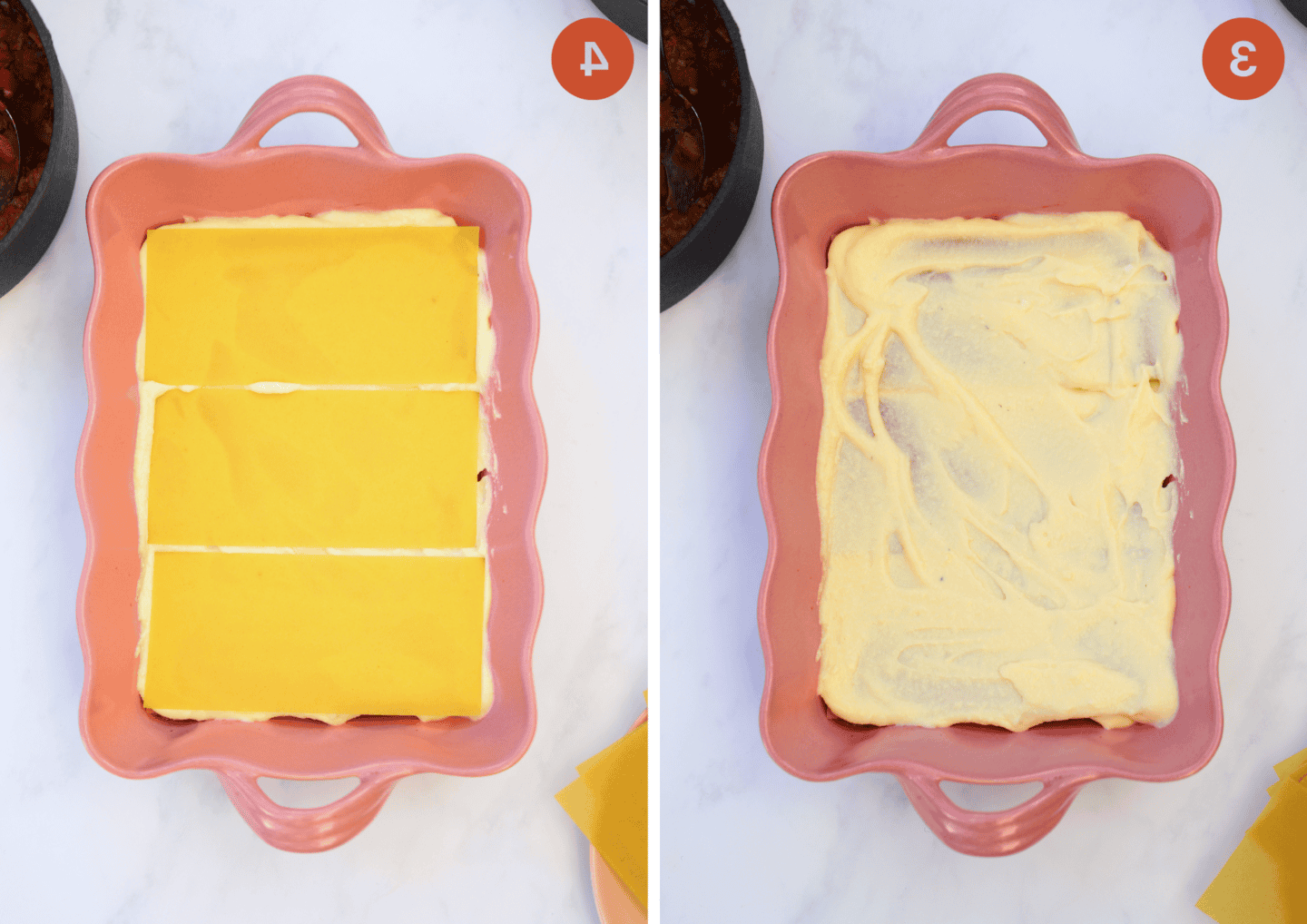 Lasagne Senza Glutine 6 Come stratificare una lasagna - salsa al formaggio e poi altre sfoglie di pasta.