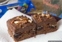 Brownies Crowned with Fudge