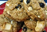 Easy One-Bowl Ginger, Blueberry, White Chocolate Chunk Oatmeal Cookies