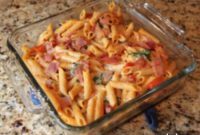 Penne Bake with Spinach, Roasted Peppers and Bacon