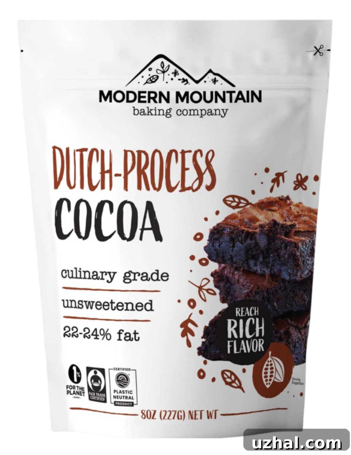 Modern Mountain Black Cocoa Powder bag, highlighting the ingredient used to make these decadent Double Chocolate Cookies with Marshmallows.