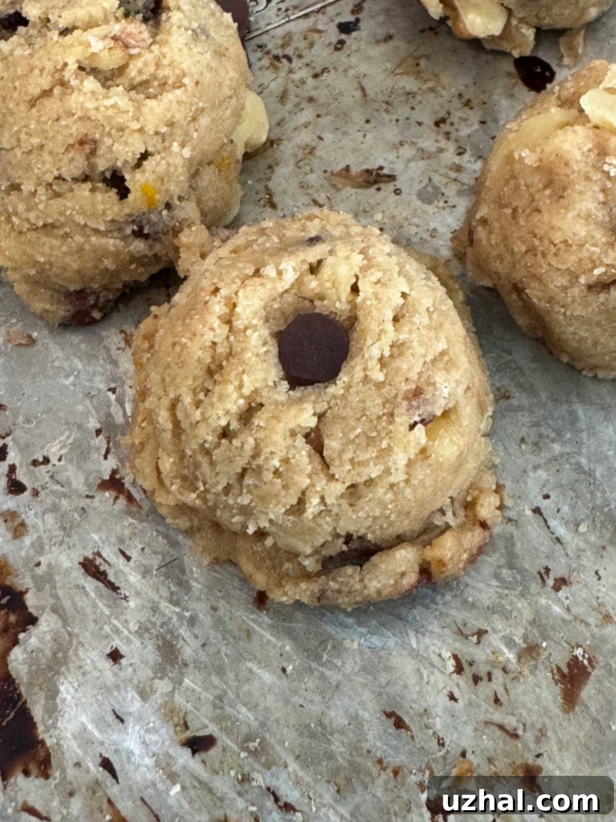 Heavenly Brown Butter Oatmeal Chocolate Chip 4 Brown Butter Oatmeal Chocolate Chip Cookie Dough scooped and ready for baking.